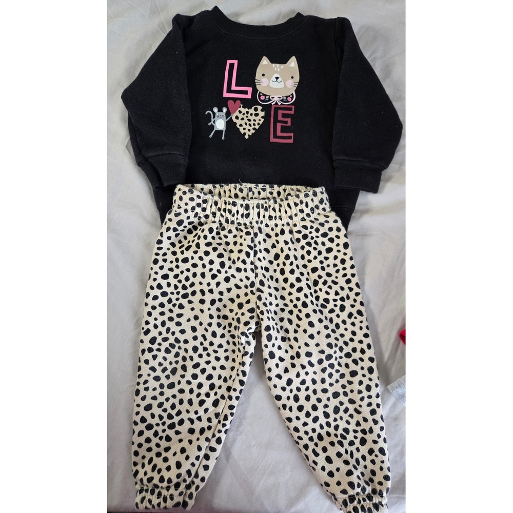 Garanimals Baby Girls Leopard‎ Print Love Cat Sweatshirt and Joggers Set 6-9M